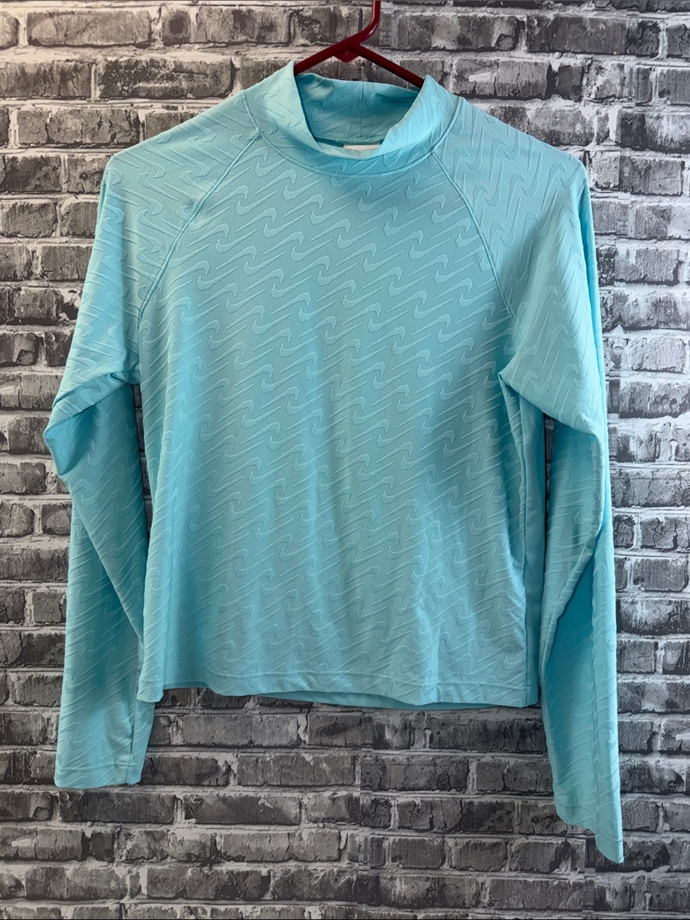 Nike Light Blue Women's Long-Sleeve Mock Neck Top